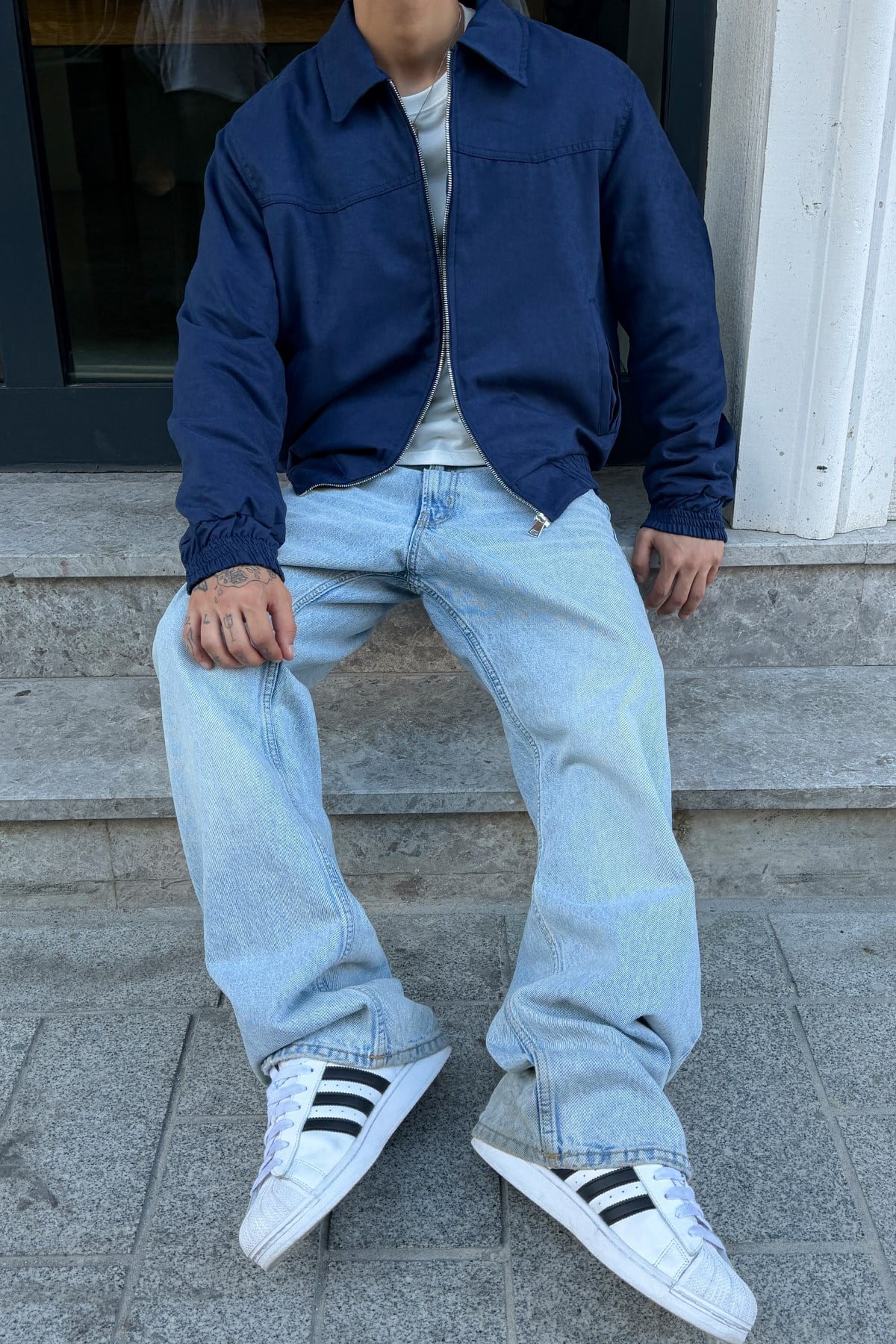 90's Dark Blue Bomber Jacket