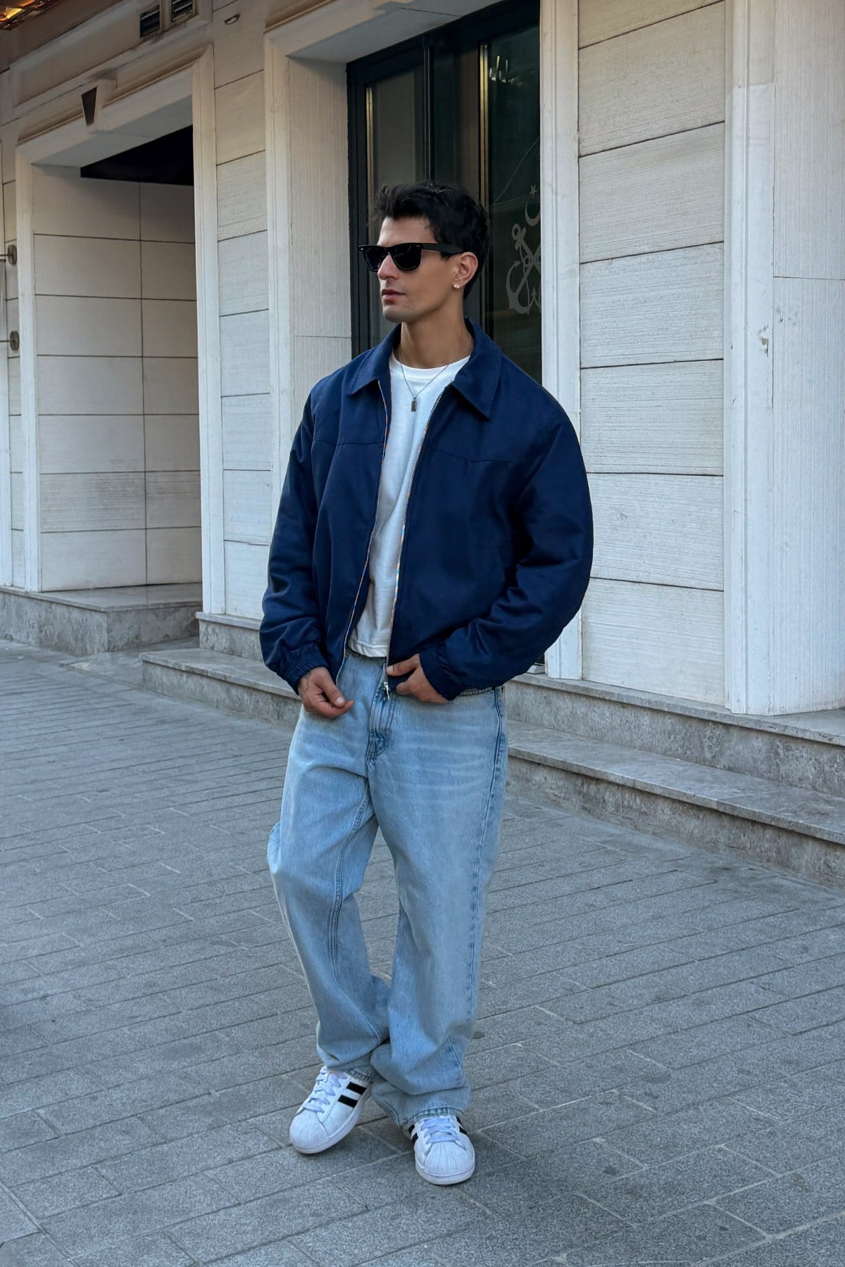90's Dark Blue Bomber Jacket