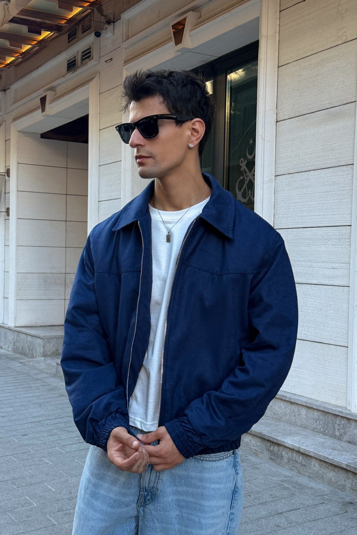 90's Dark Blue Bomber Jacket