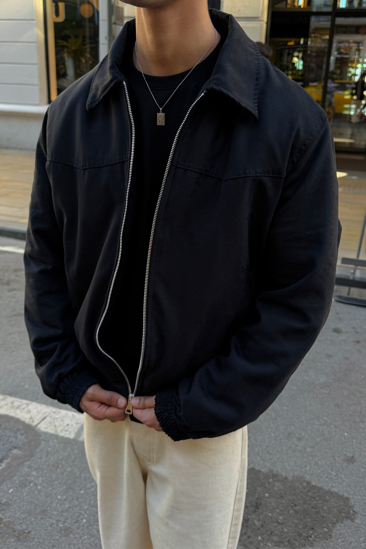 90's Black Bomber Jacket