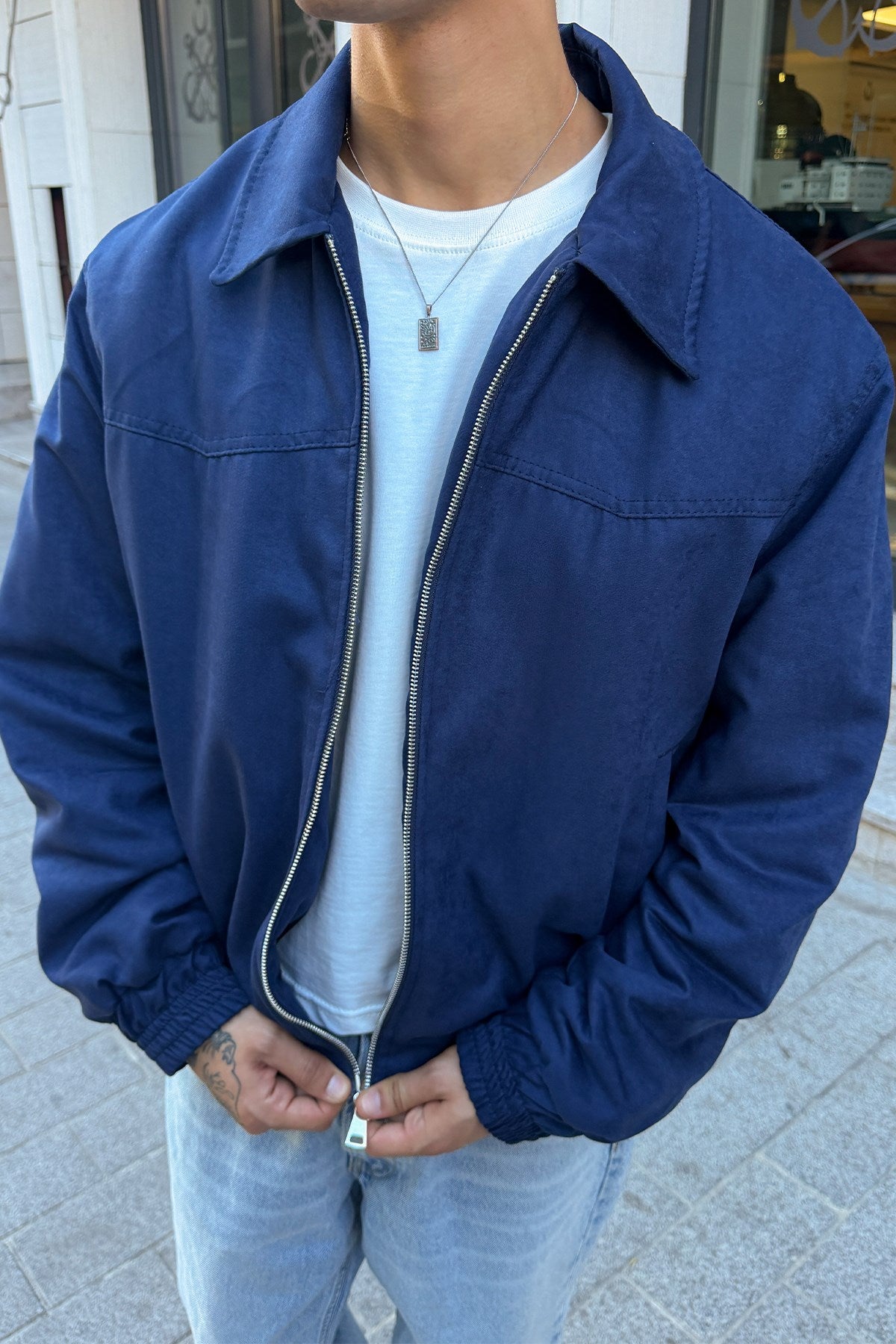 90's Dark Blue Bomber Jacket