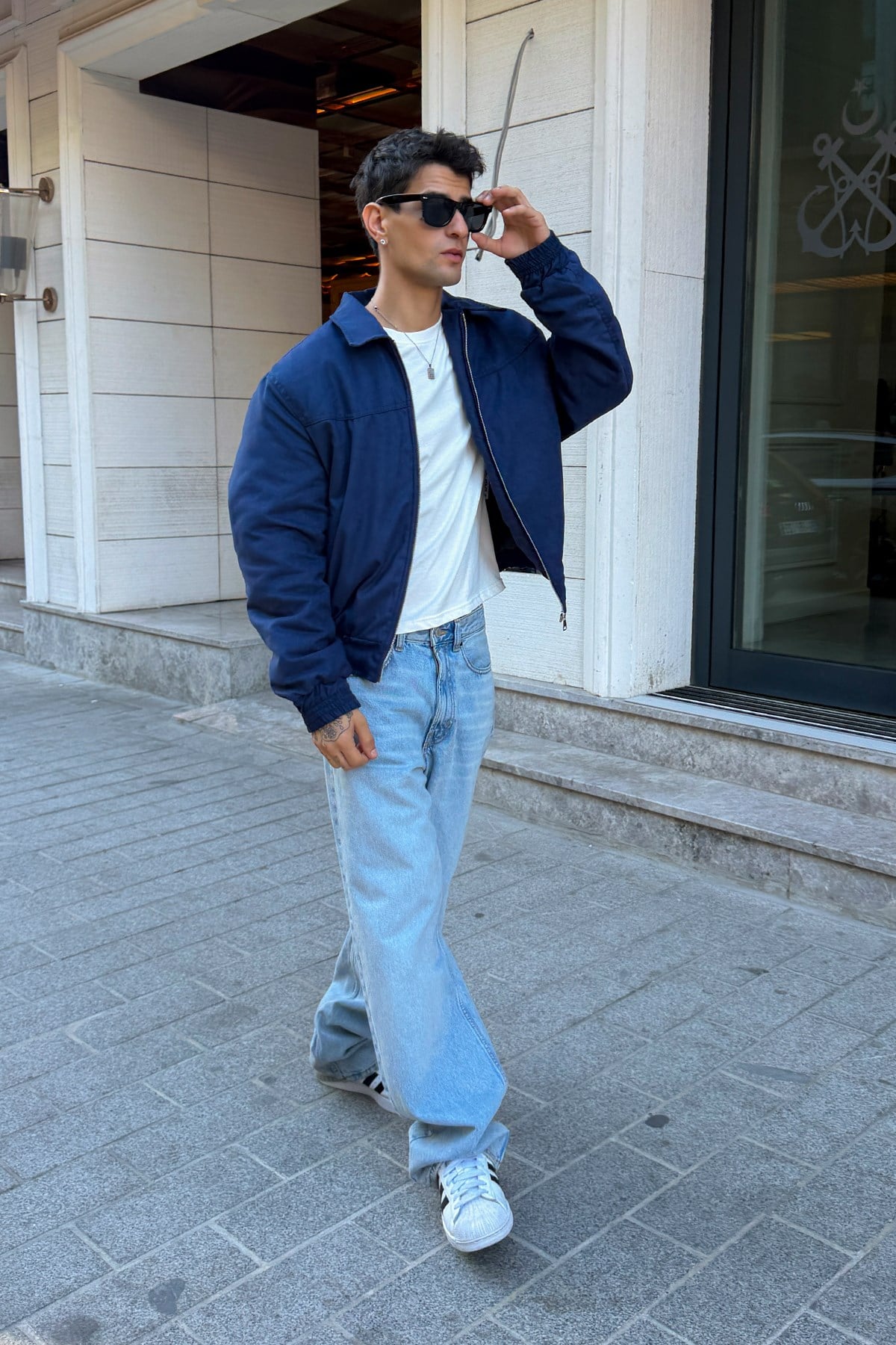 90's Dark Blue Bomber Jacket