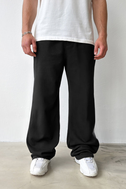 Diagonal Premium Fabric Sweatpants with Elastic Waistband