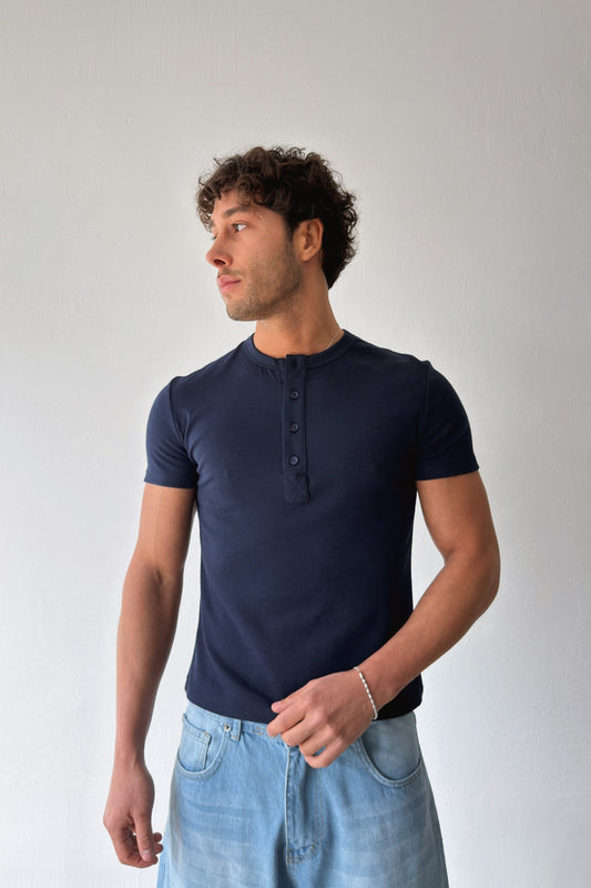 Buttoned Basic T-shirt