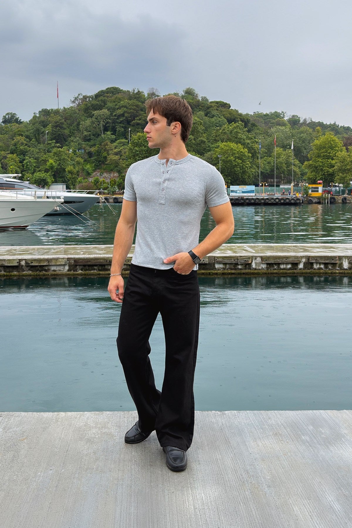 Buttoned Basic T-shirt