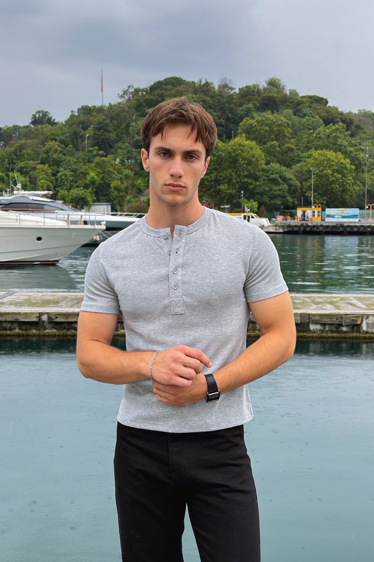 Buttoned Basic T-shirt