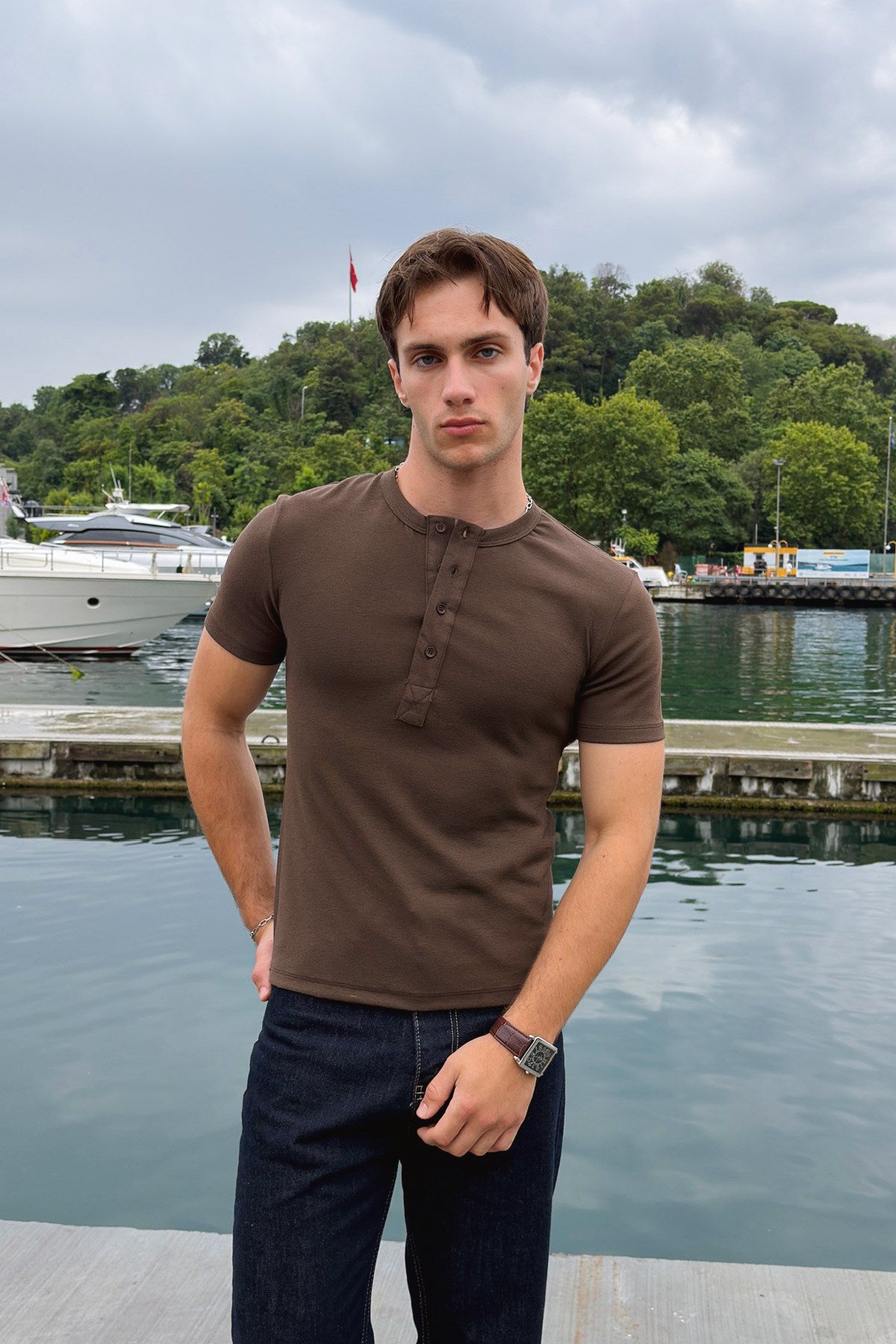 Buttoned Basic T-shirt