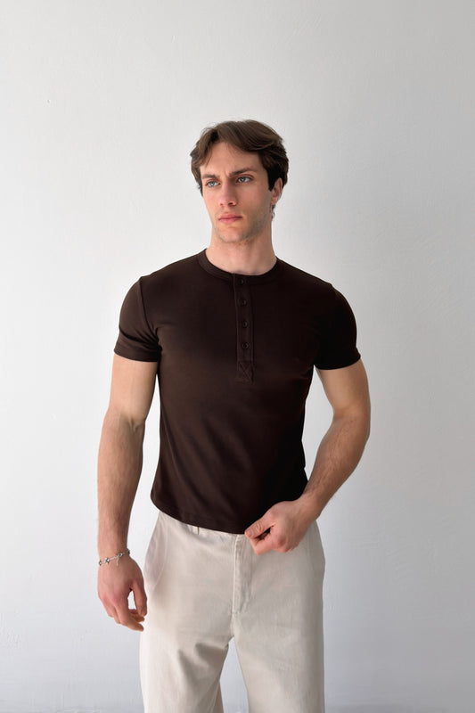 Buttoned Basic T-shirt