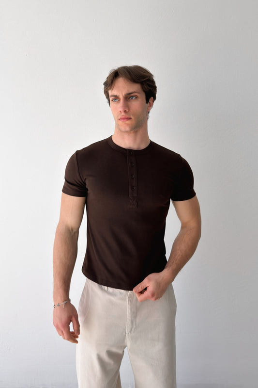 Buttoned Basic T-shirt
