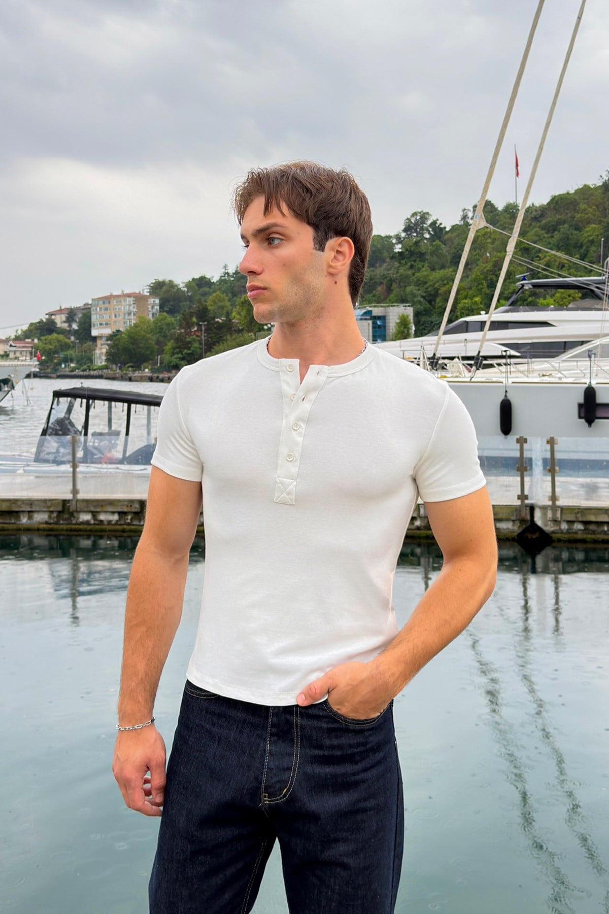 Buttoned Basic T-shirt