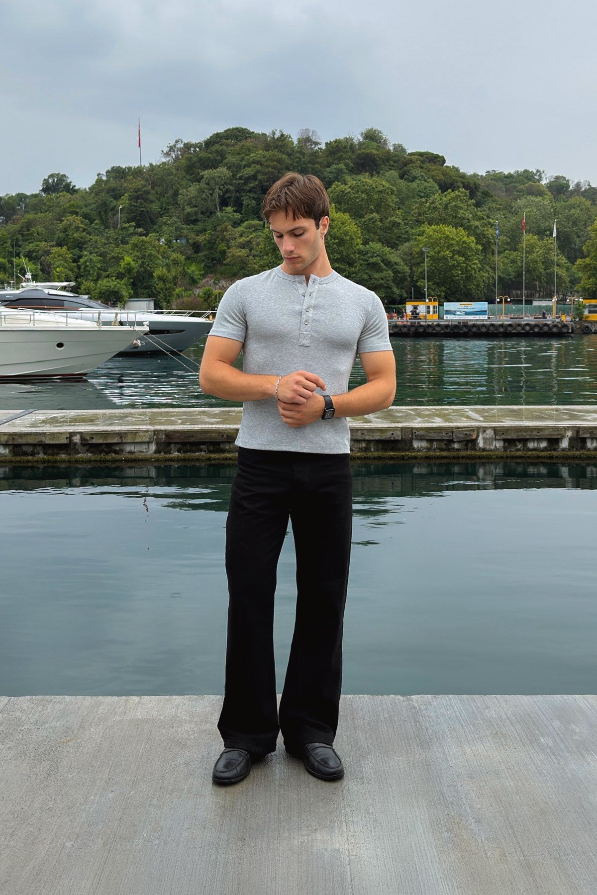 Buttoned Basic T-shirt