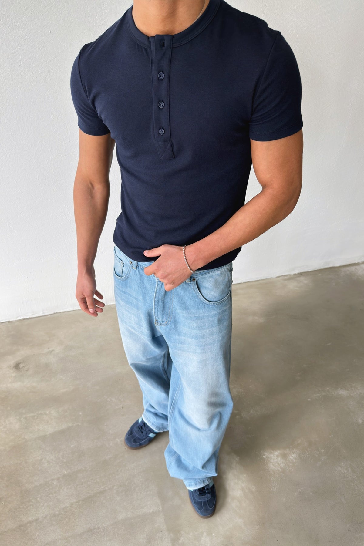 Buttoned Basic T-shirt