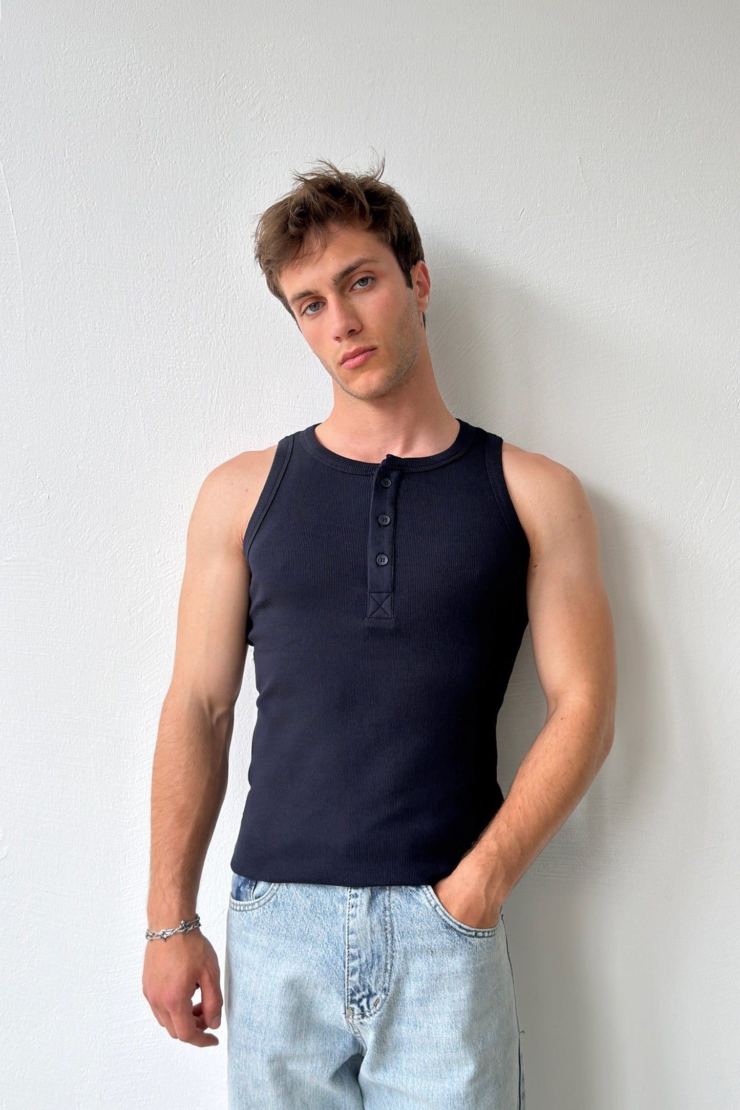 Buttoned Ribbed Undershirt