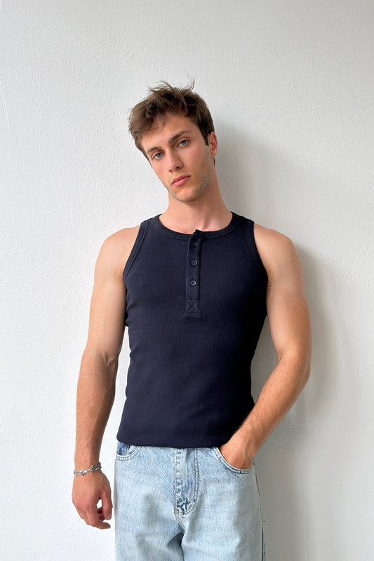 Buttoned Ribbed Undershirt