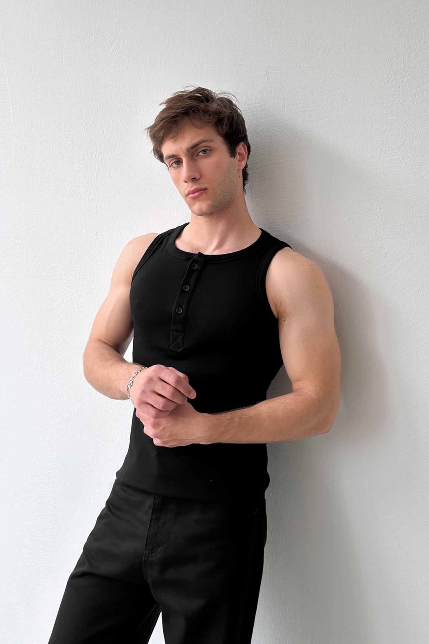 Buttoned Ribbed Undershirt