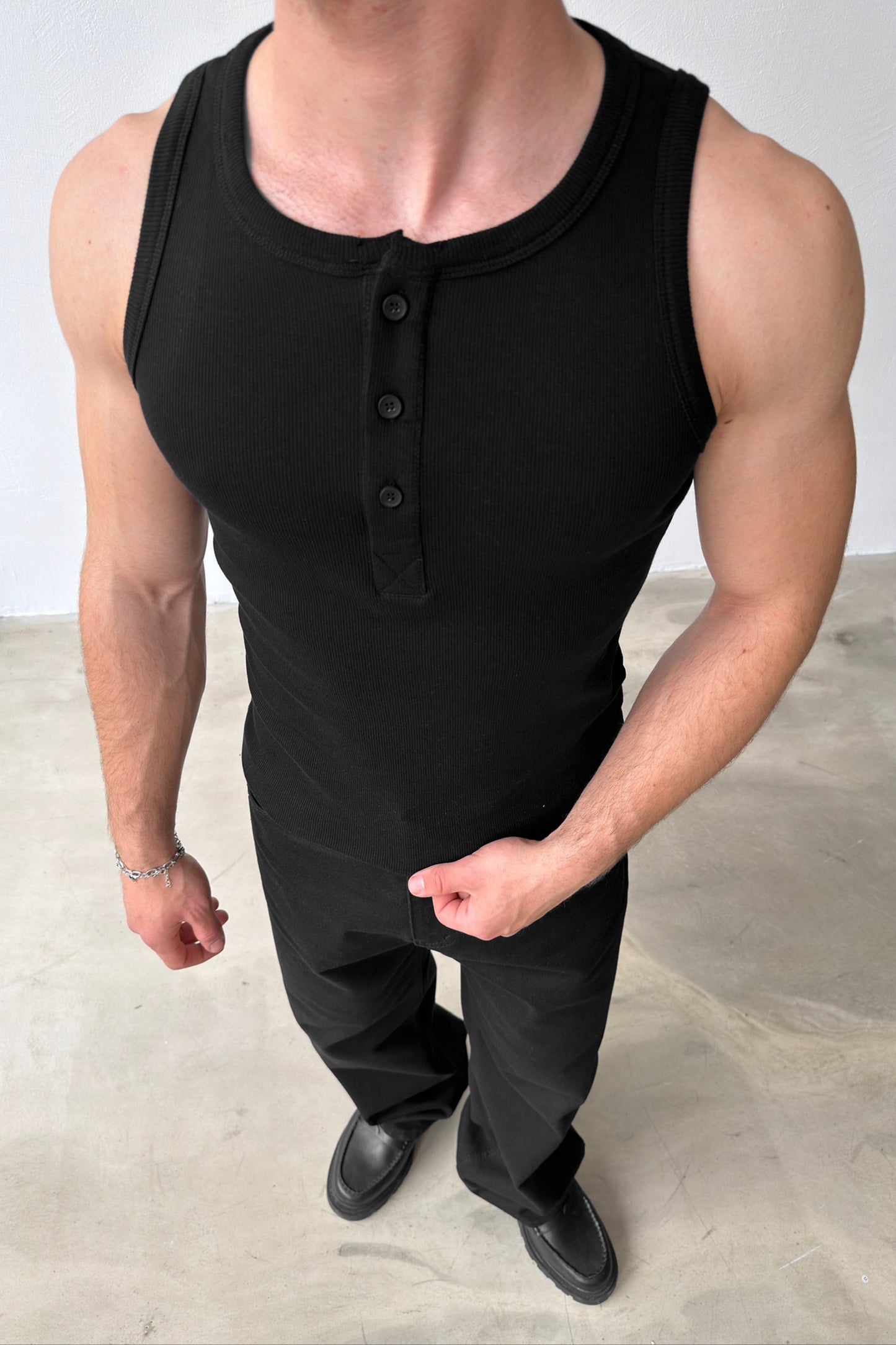 Buttoned Ribbed Undershirt