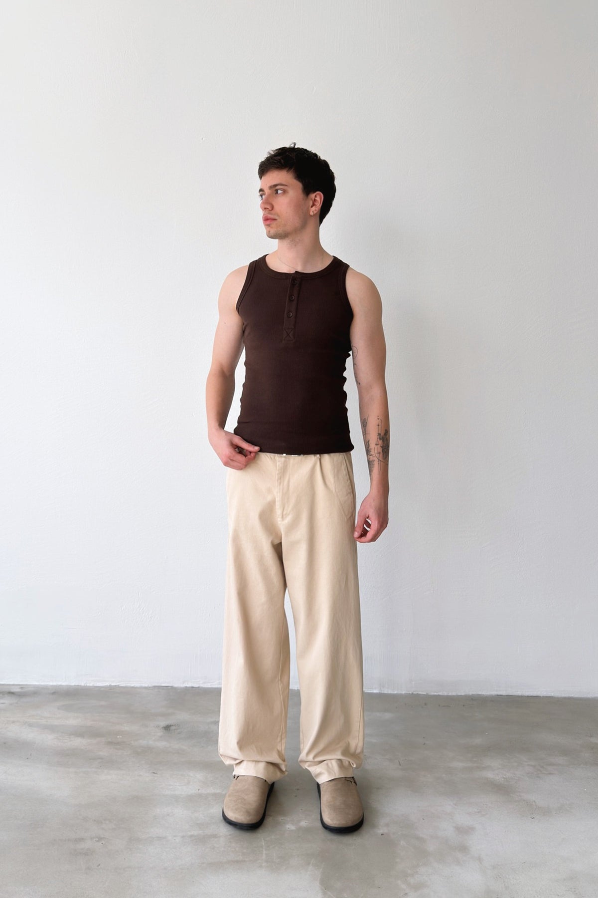 Buttoned Ribbed Undershirt