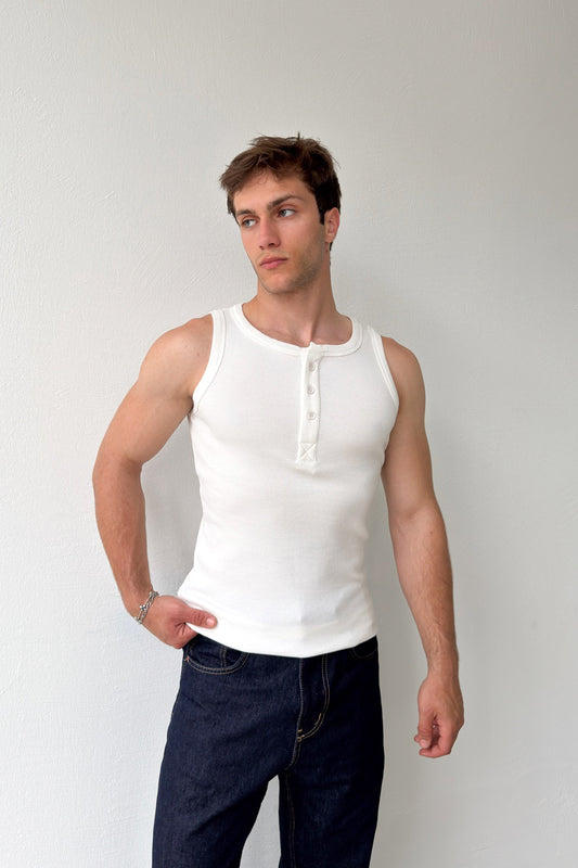 Buttoned Ribbed Undershirt