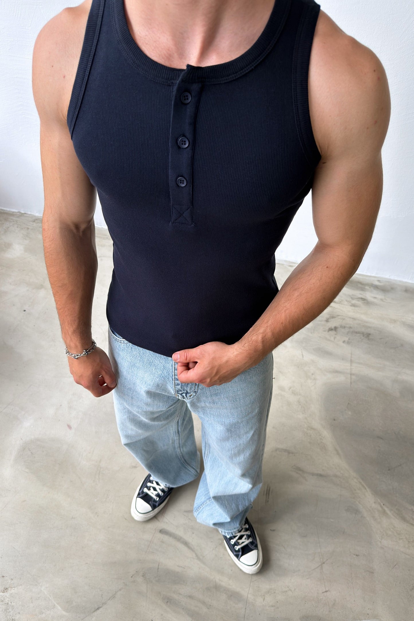 Buttoned Ribbed Undershirt