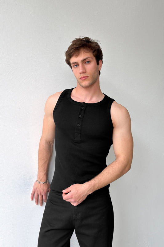 Buttoned Ribbed Undershirt