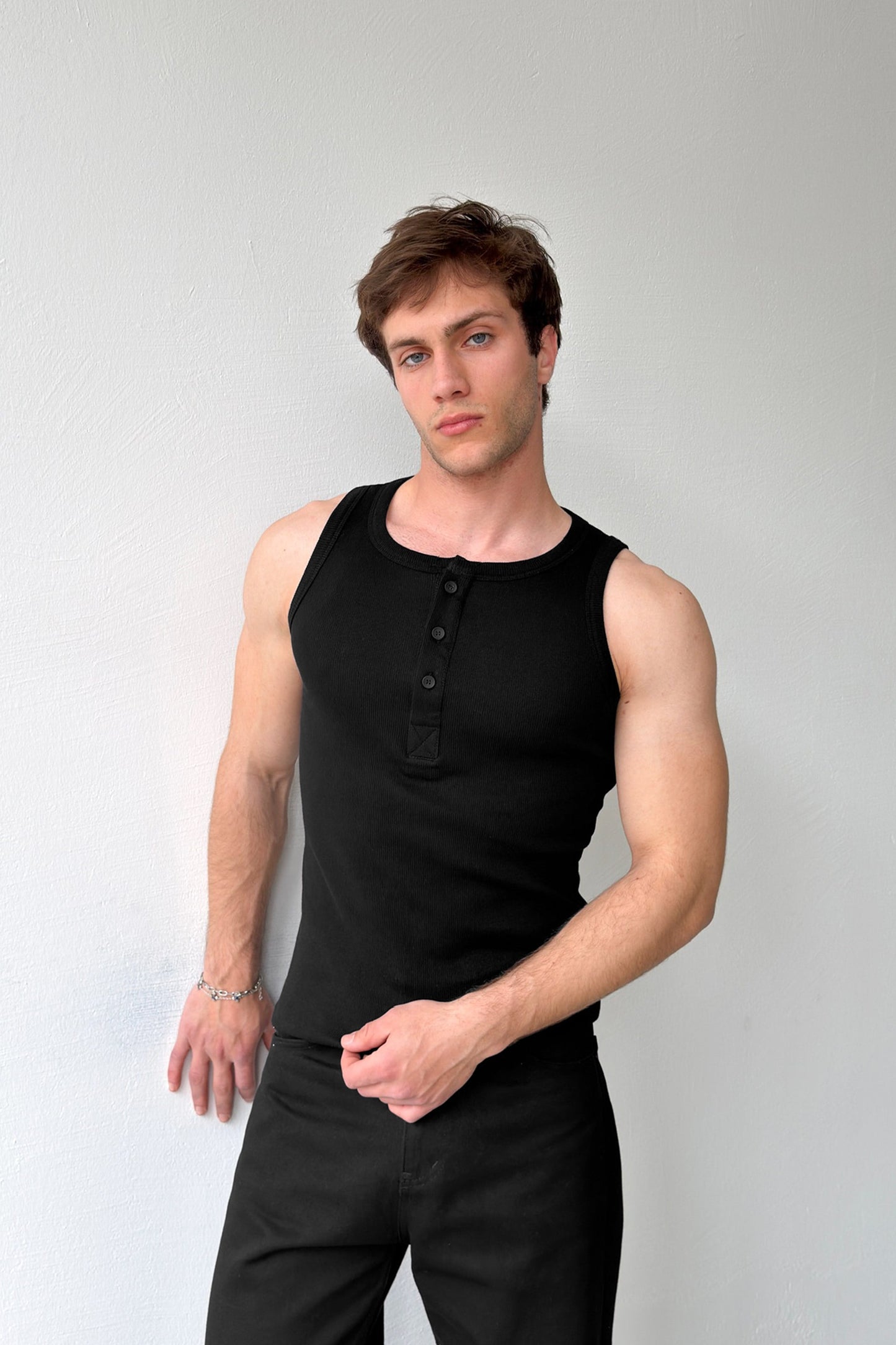 Buttoned Ribbed Undershirt