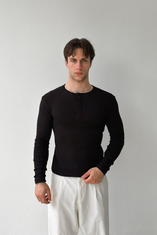 Buttoned Long Sleeve T-shirt
