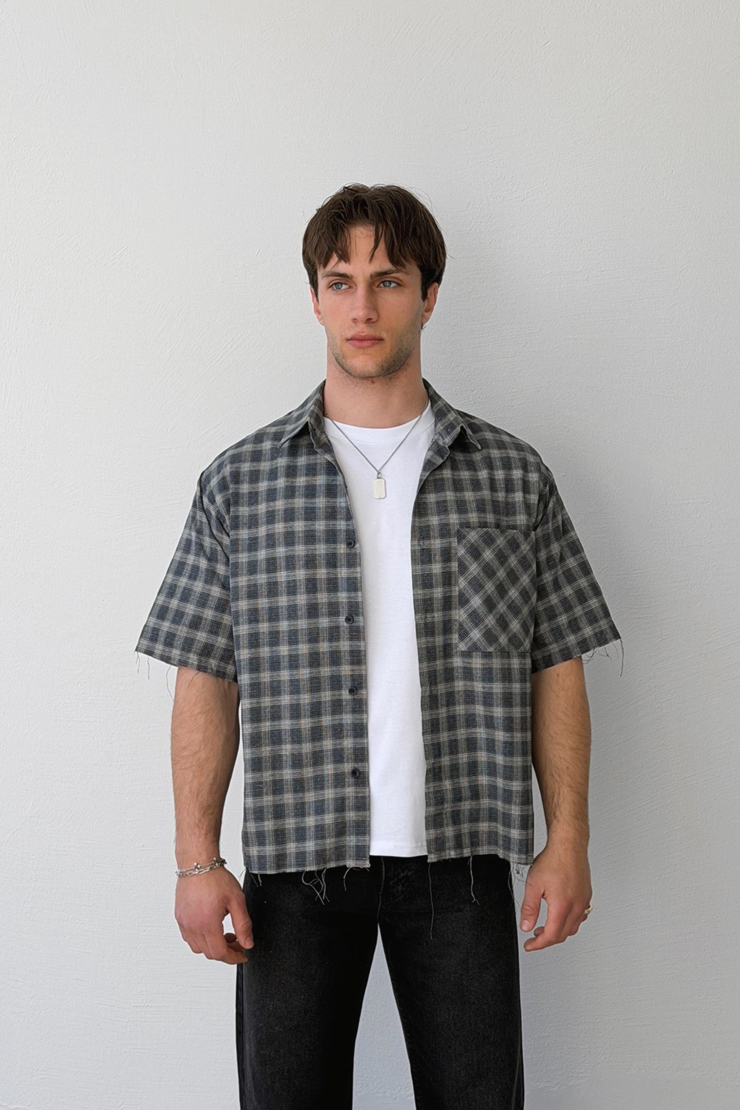 Plaid Cotton Poplin Crop Shirt