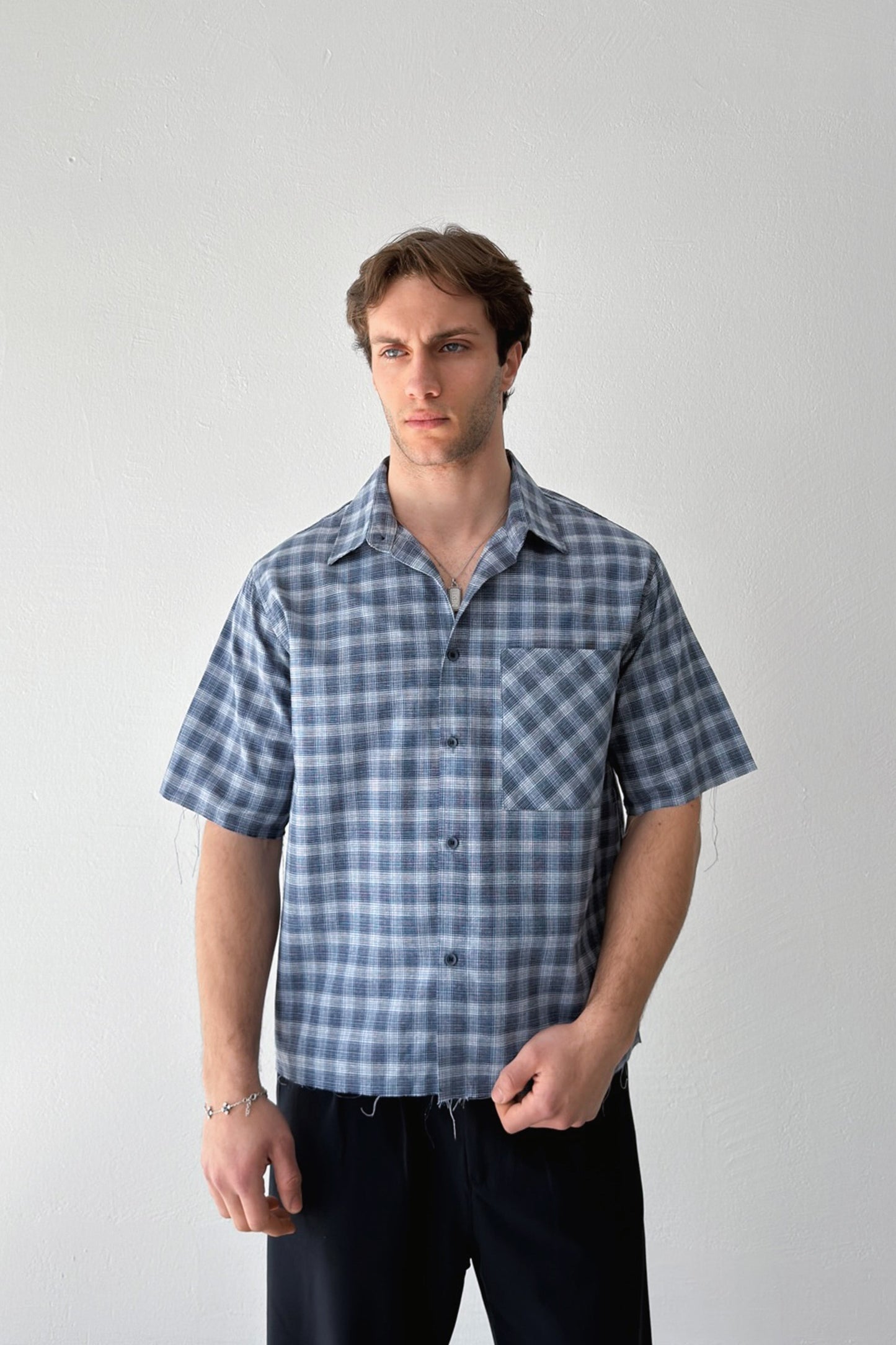 Plaid Cotton Poplin Crop Shirt