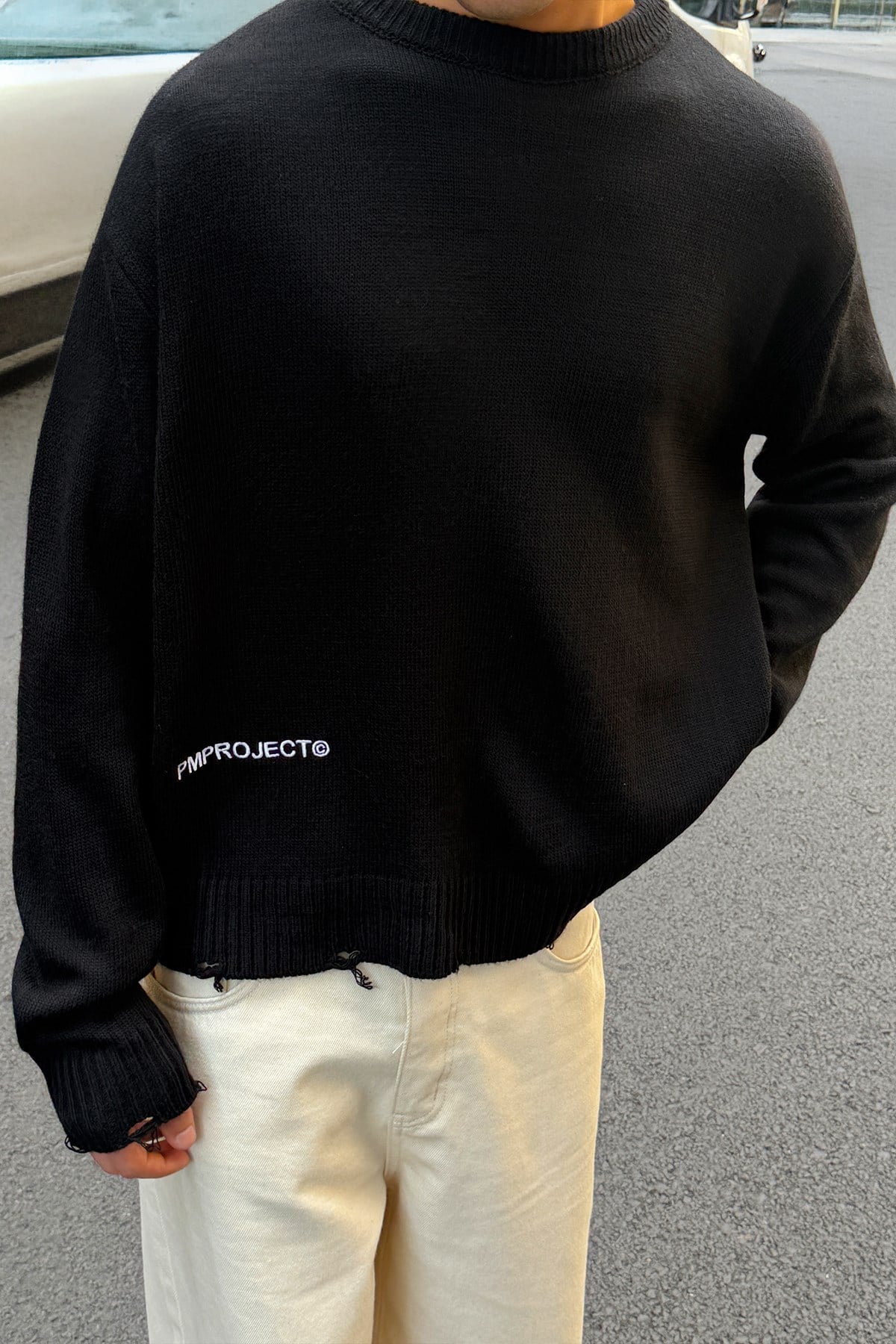 Erosion Black Boxy Fit Knit