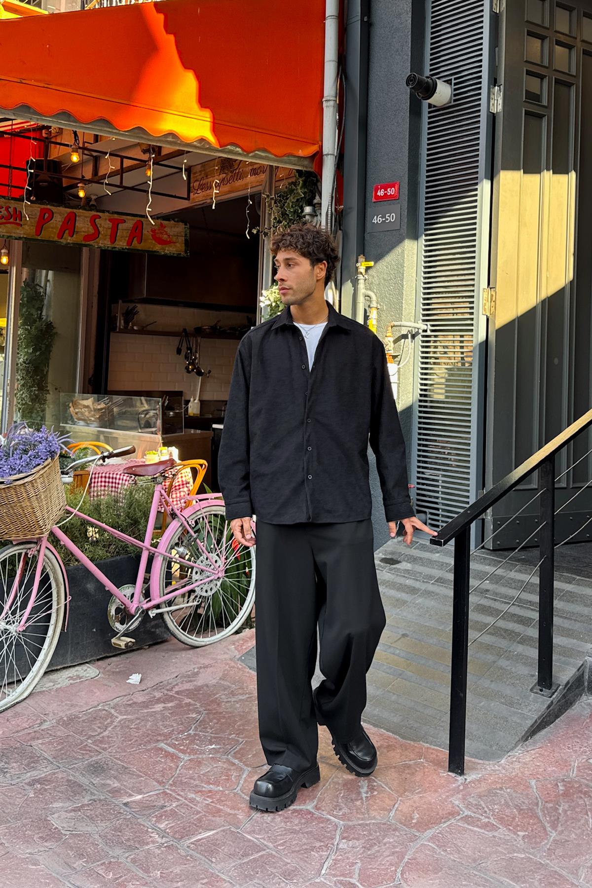 Corduroy Oversize Shirt Black