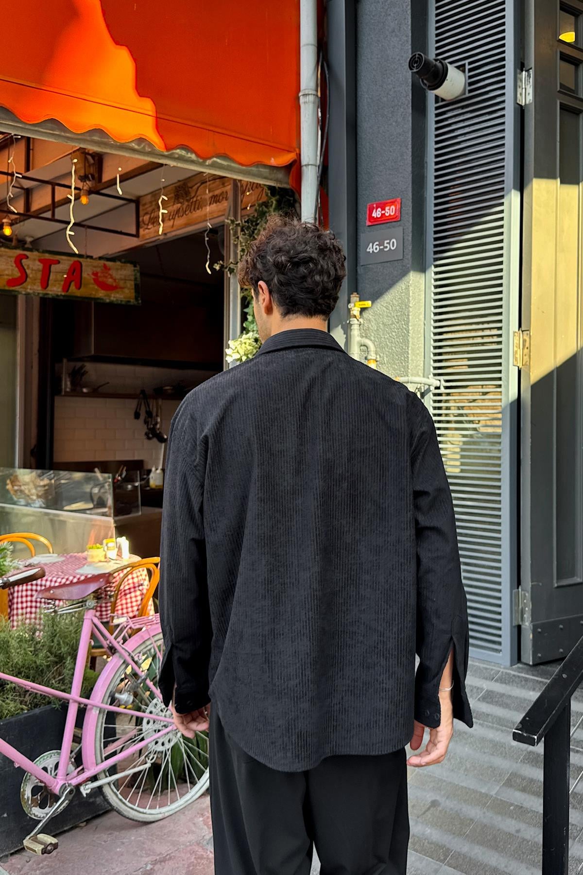 Corduroy Oversize Shirt Black