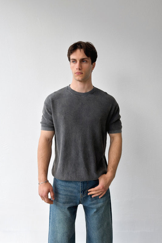 Ribbed Knit T-shirt