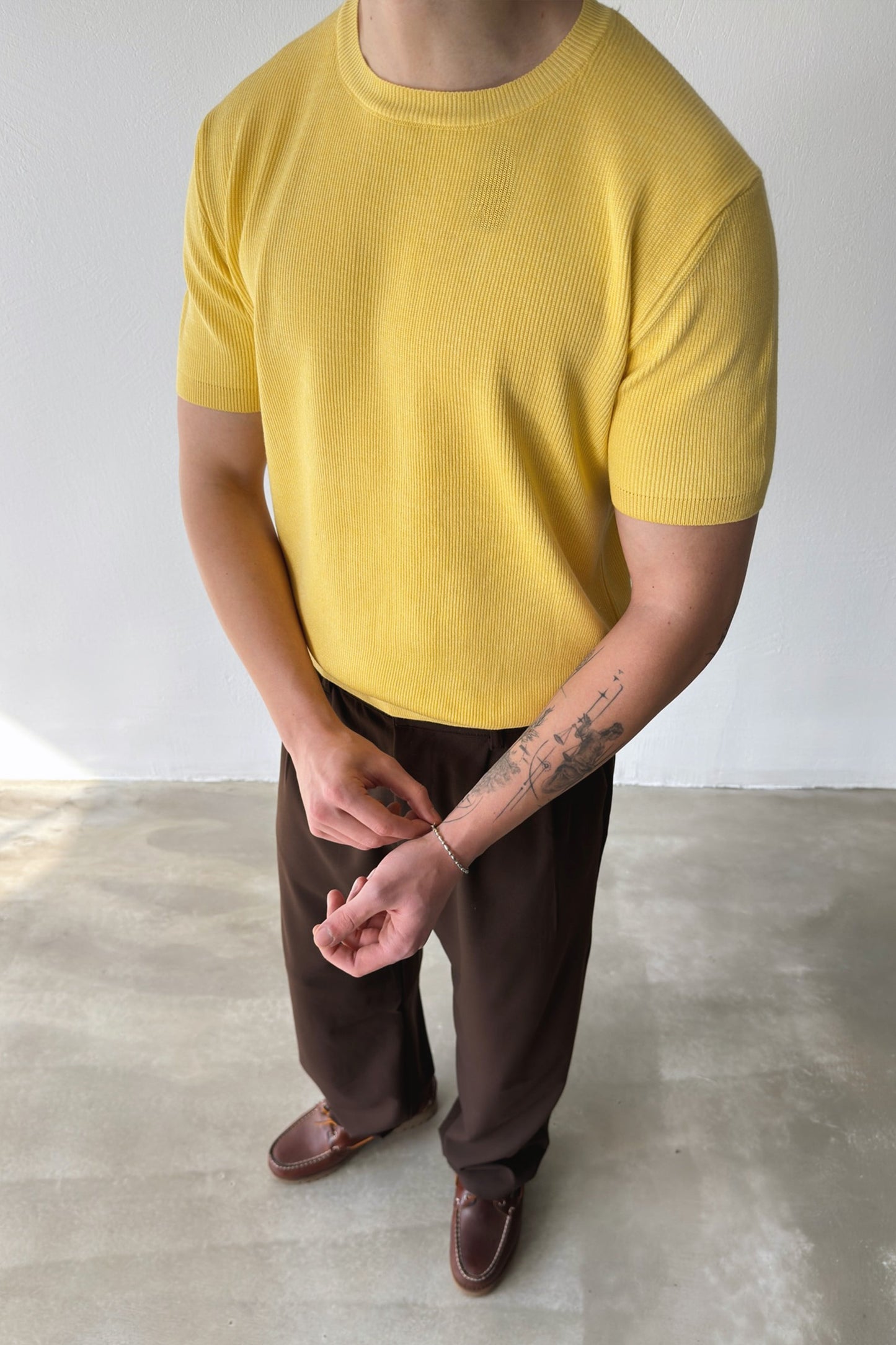 Ribbed Knit Short-Sleeve T-Shirt