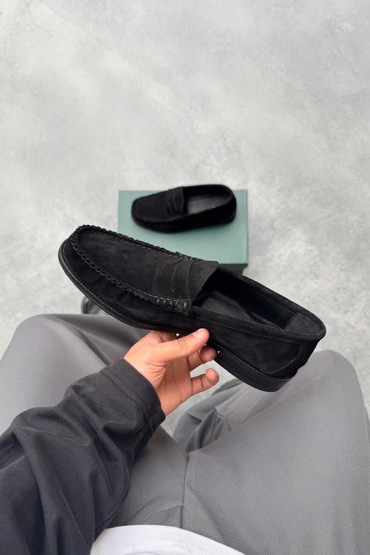 Black Suede Shoes with Bow