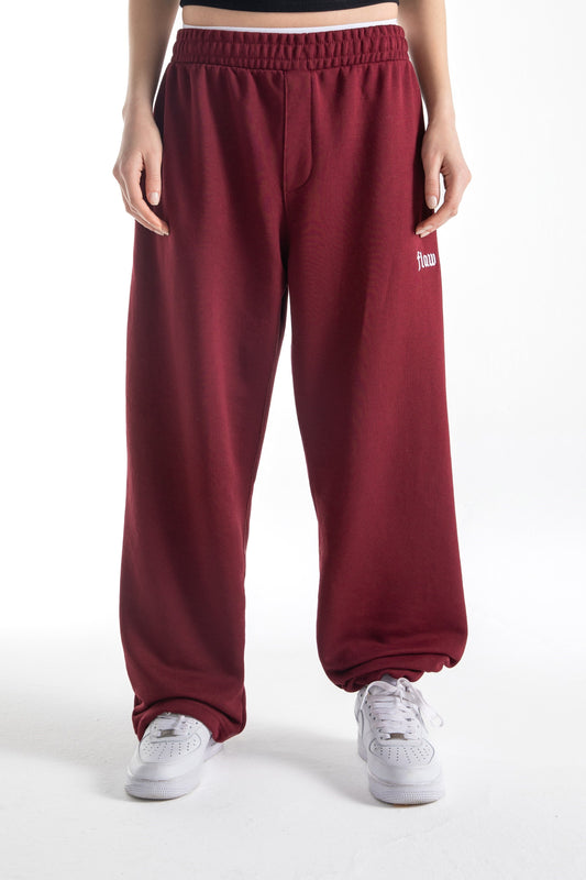 Flaw Atelier Burgundy Baggy Sweatpants