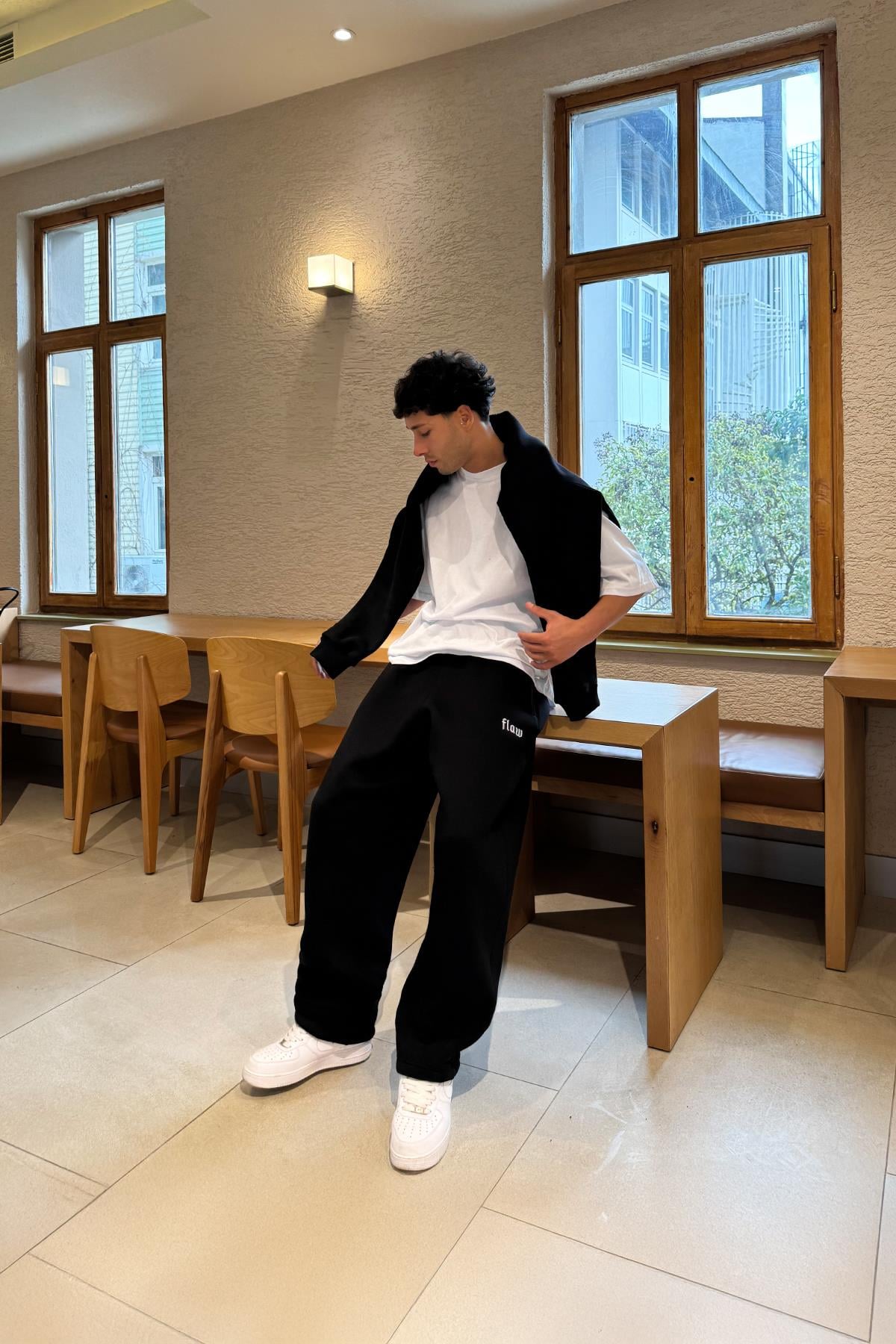 Flex Tech Oversize Black Sweatpants Black