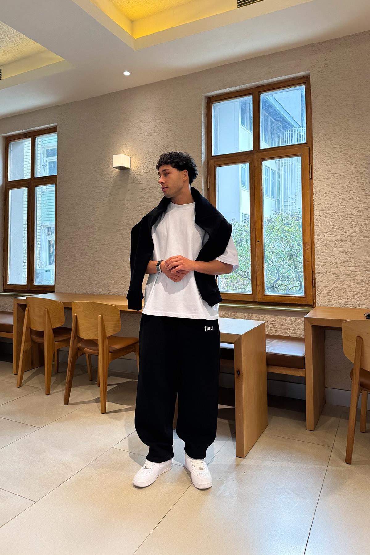 Flex Tech Oversize Black Sweatpants Black