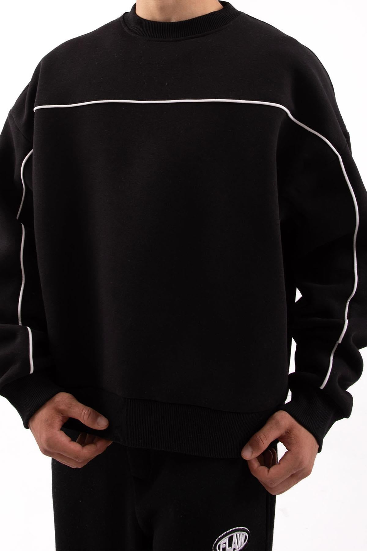 Flaw Atelier Old Skool Fitted Cotton Sweatshirt Black
