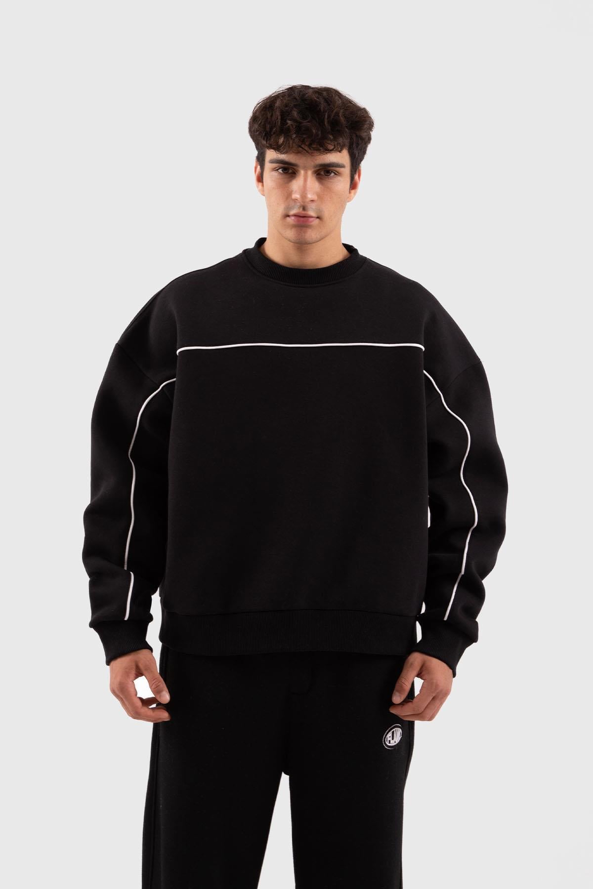 Flaw Atelier Old Skool Fitted Cotton Sweatshirt Black