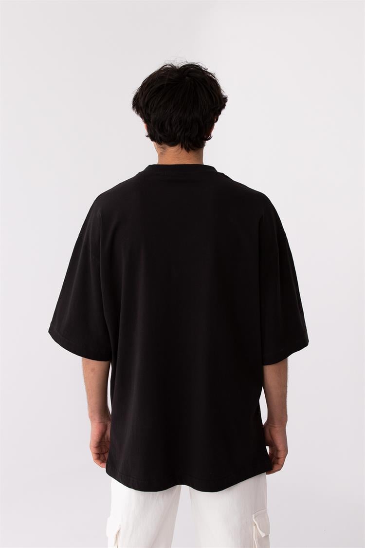 Flaw Atelier Rib Collar Black Oversize Basic Tee
