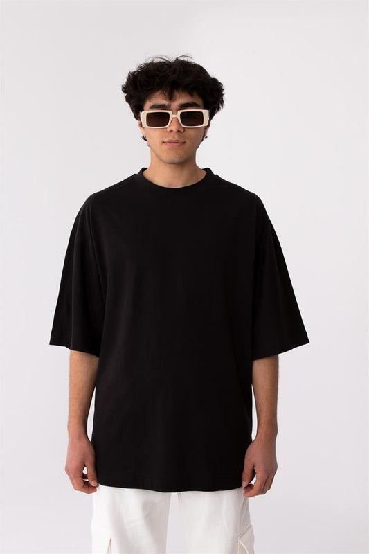 Flaw Atelier Rib Collar Black Oversize Basic Tee