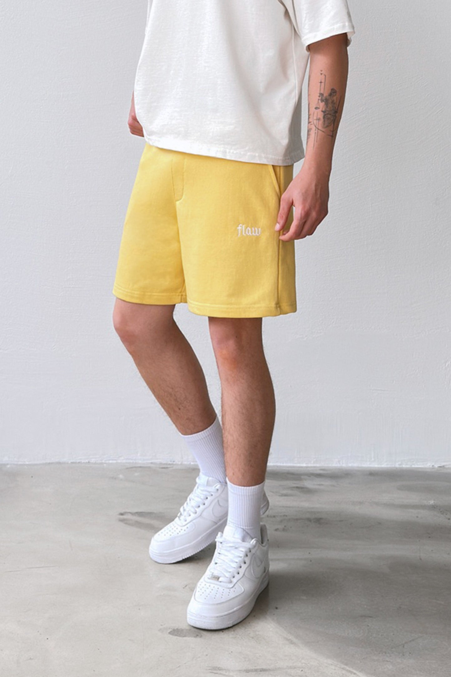 Flaw Embroidered Elastic Waist Shorts