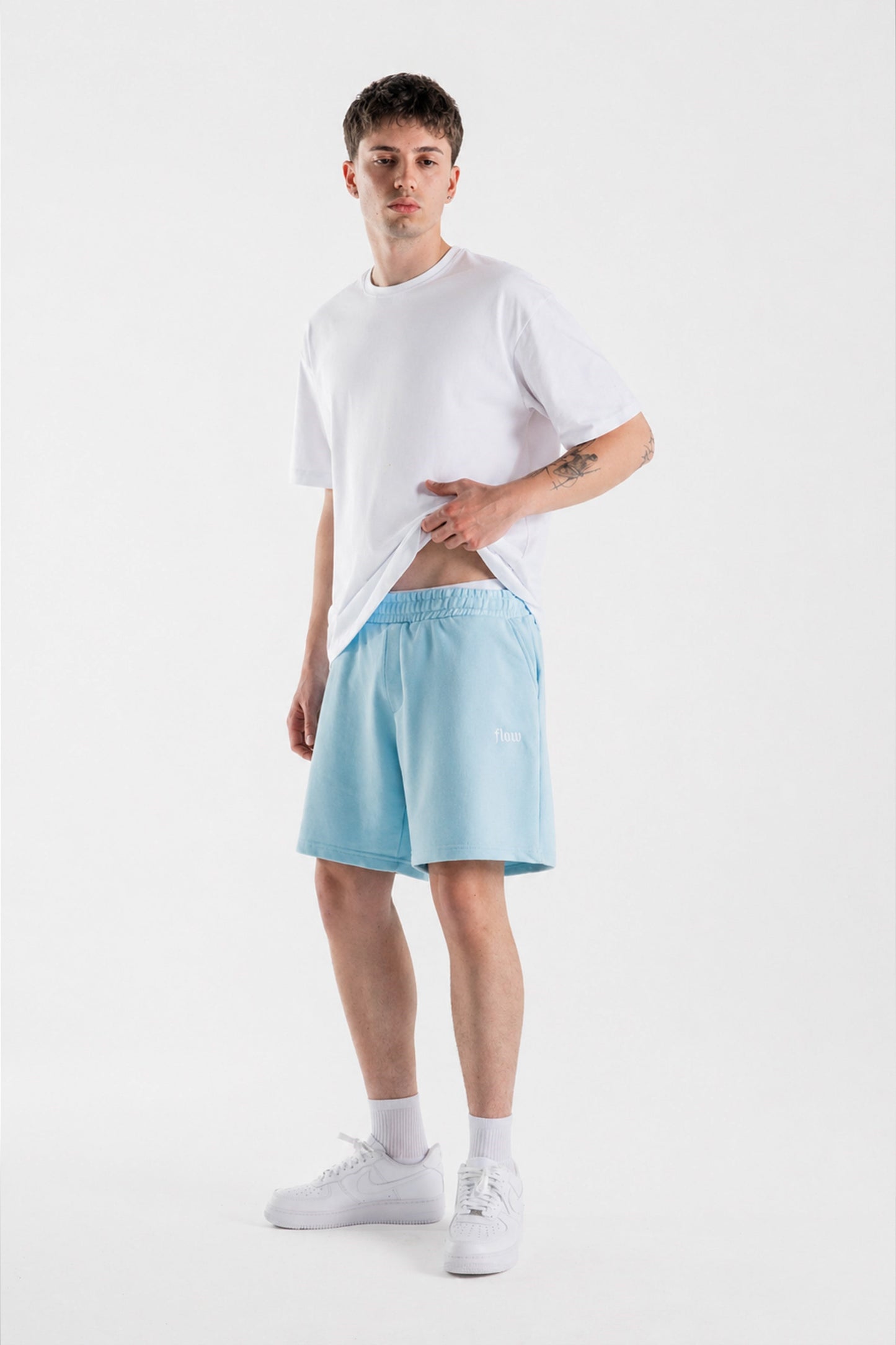 Flaw Embroidered Elastic Waist Shorts