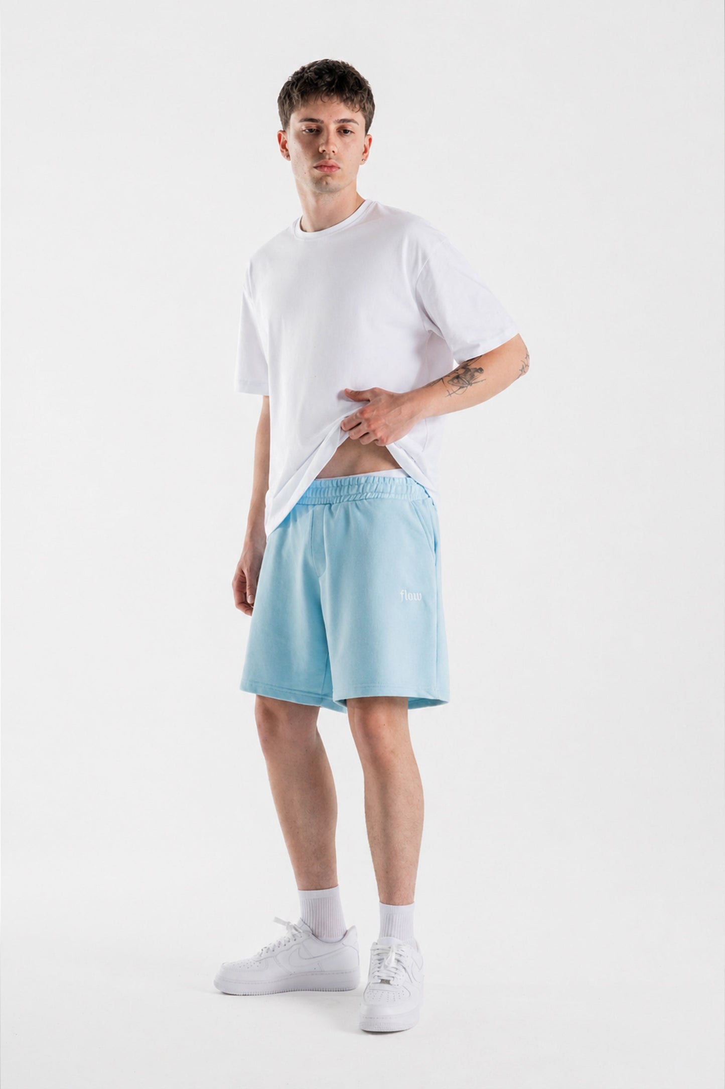 Flaw Embroidered Elastic Waist Shorts