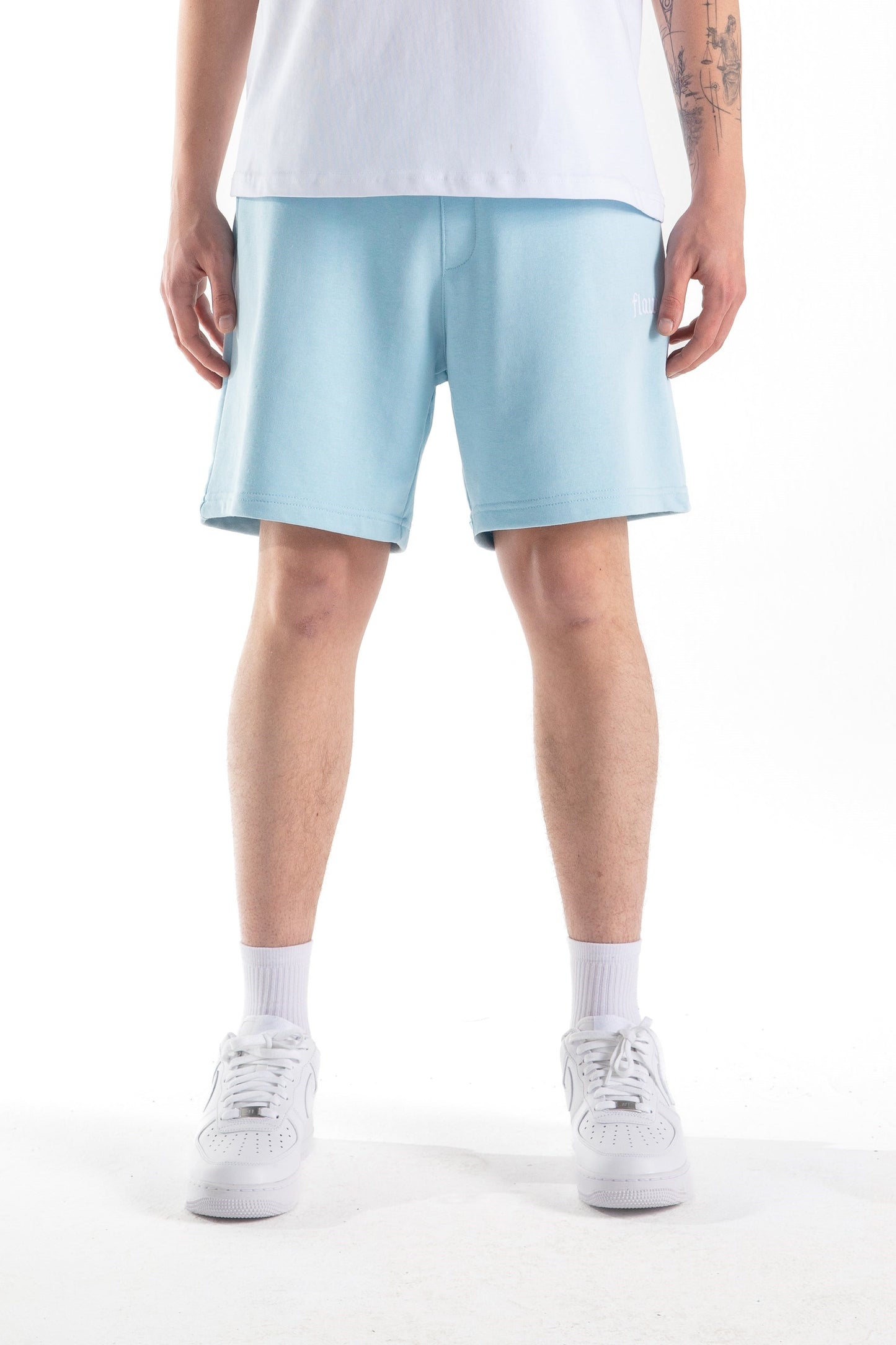Flaw Embroidered Elastic Waist Shorts
