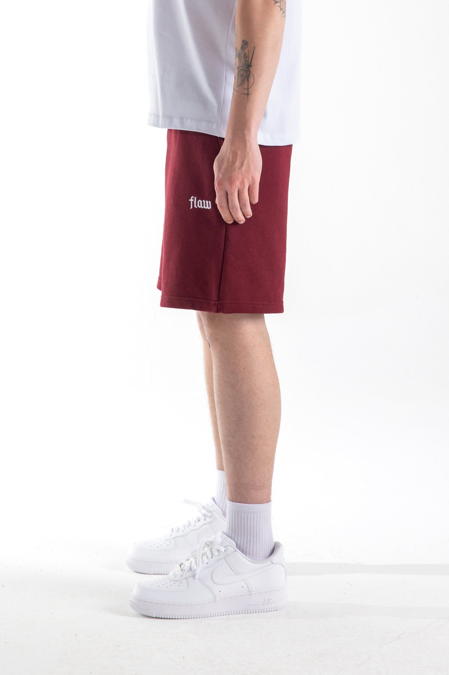 Flaw Embroidered Elastic Waist Shorts