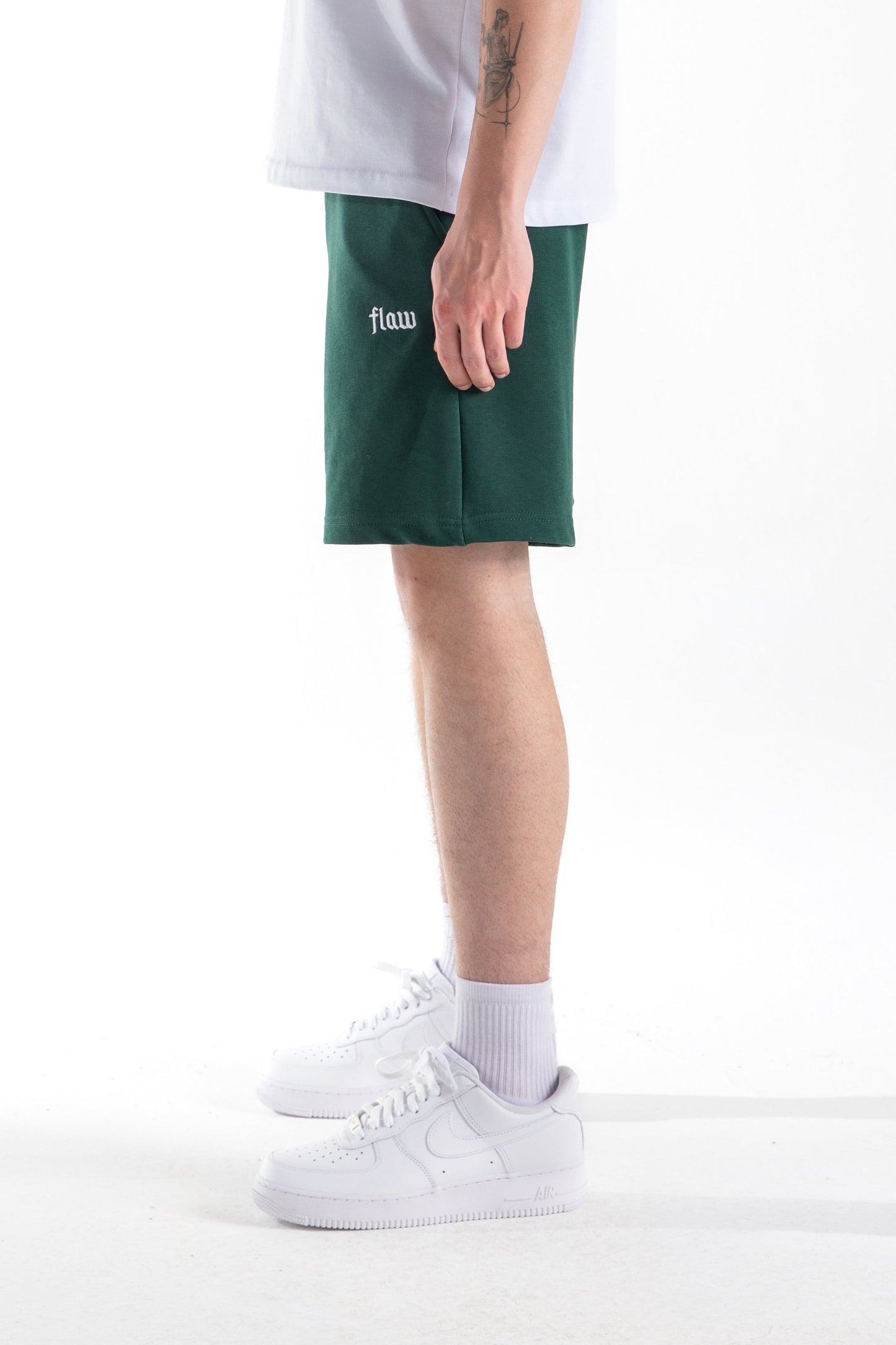 Flaw Embroidered Elastic Waist Shorts