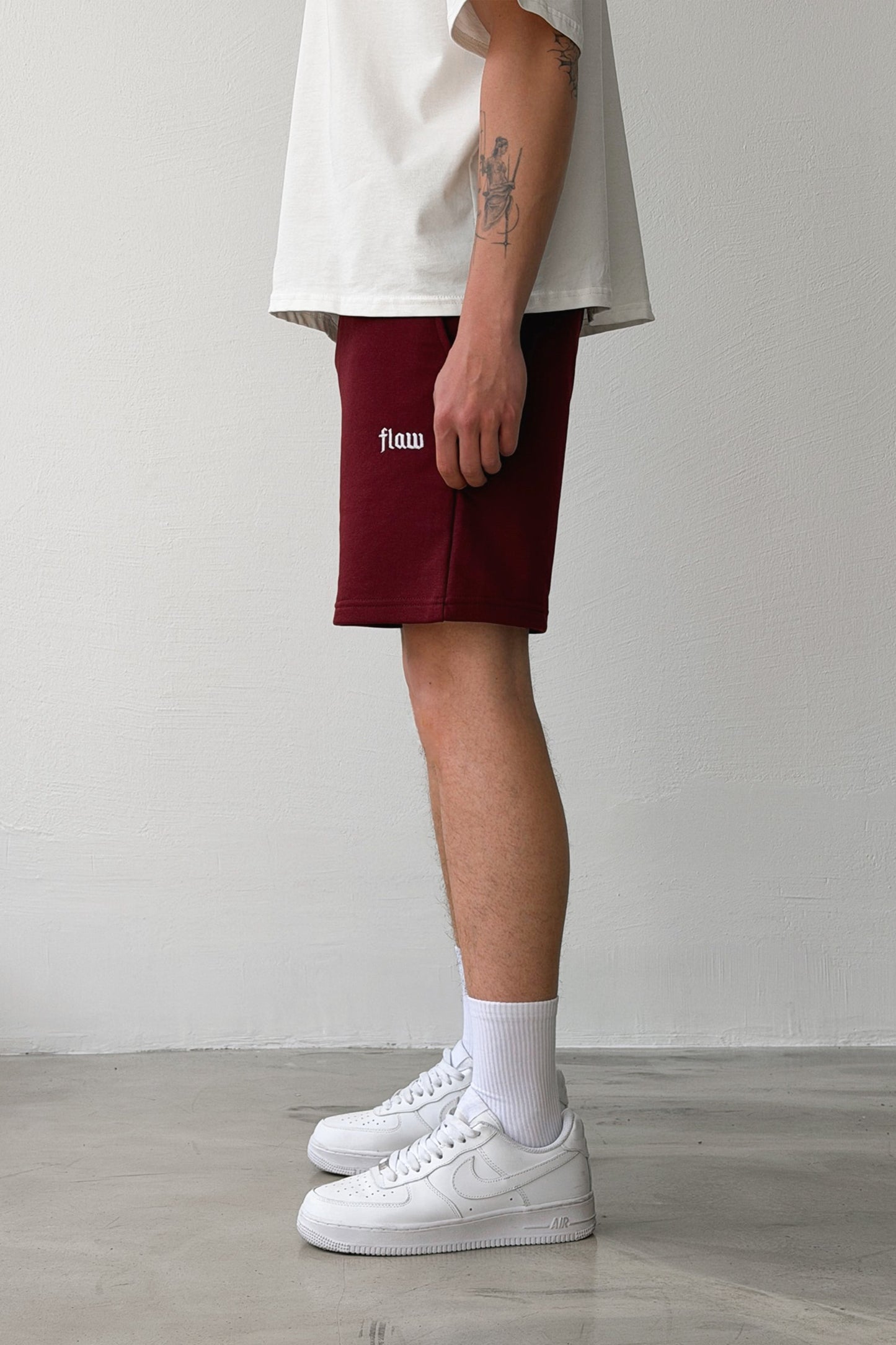 Flaw Embroidered Elastic Waist Shorts