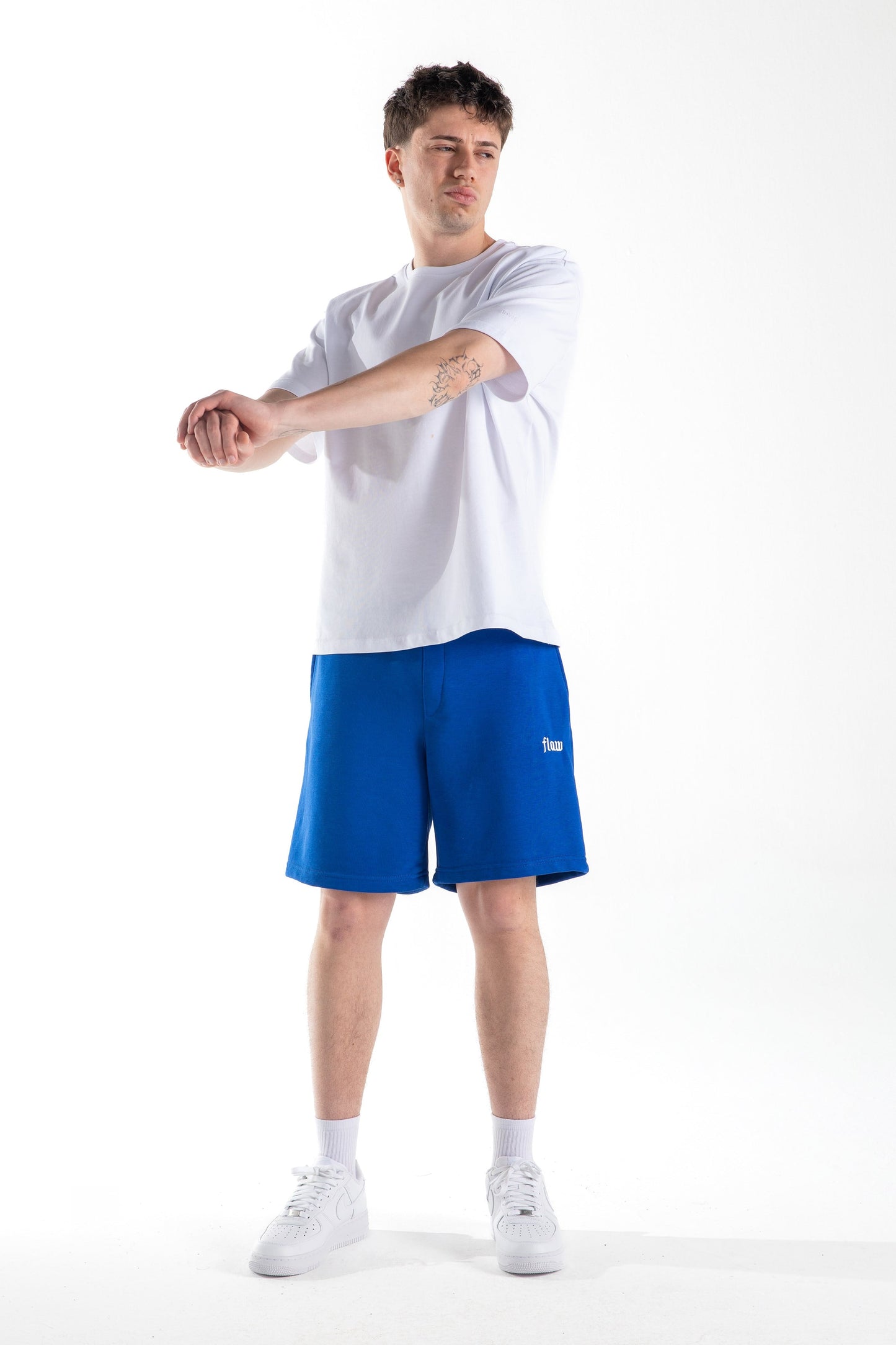 Flaw Embroidered Elastic Waist Shorts