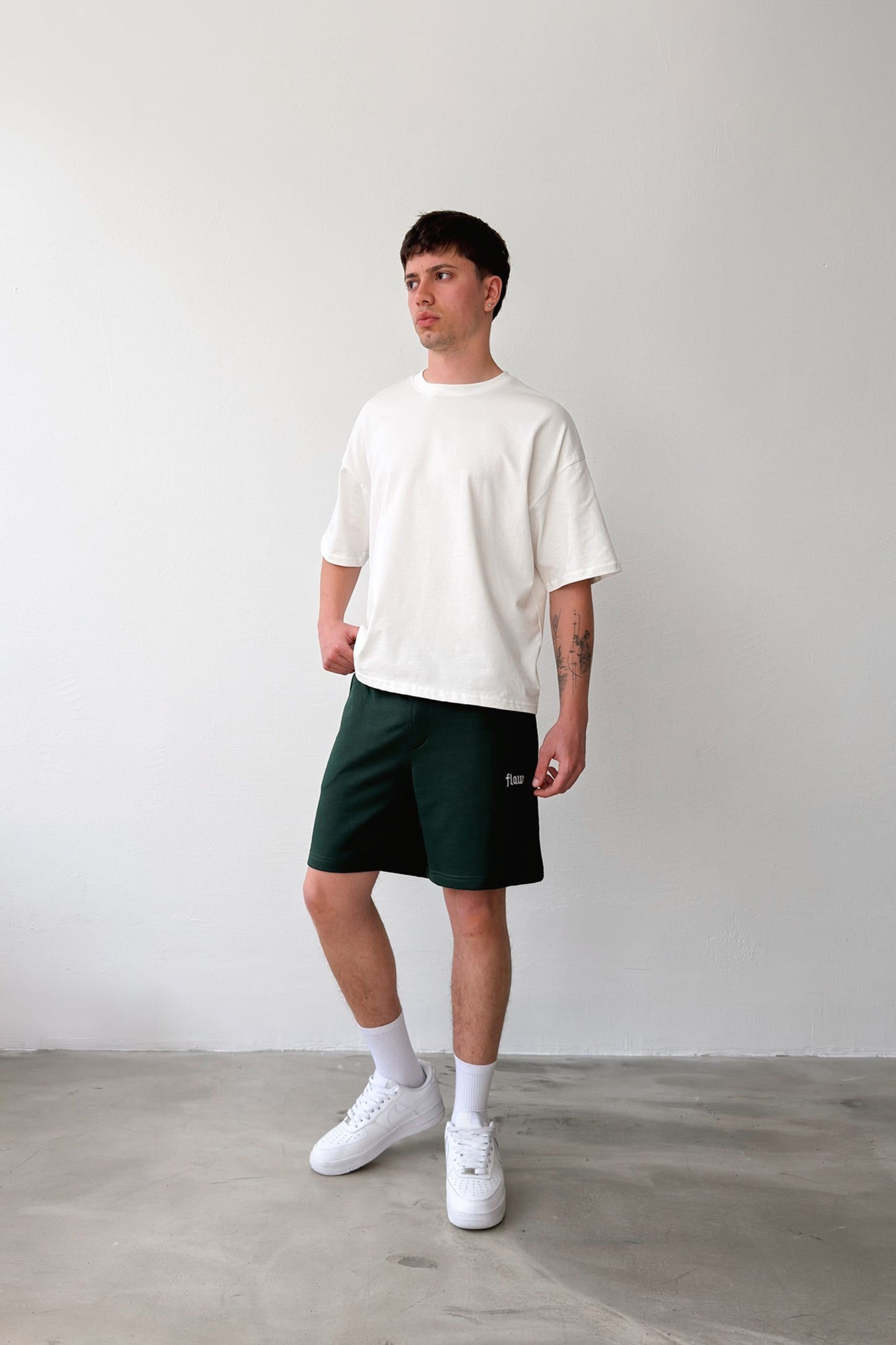 Flaw Embroidered Elastic Waist Shorts